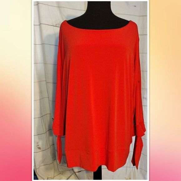 NWT The Limited Plus Size 3X Dolman Tie Sleeve Top In Red - Picture 2 of 6